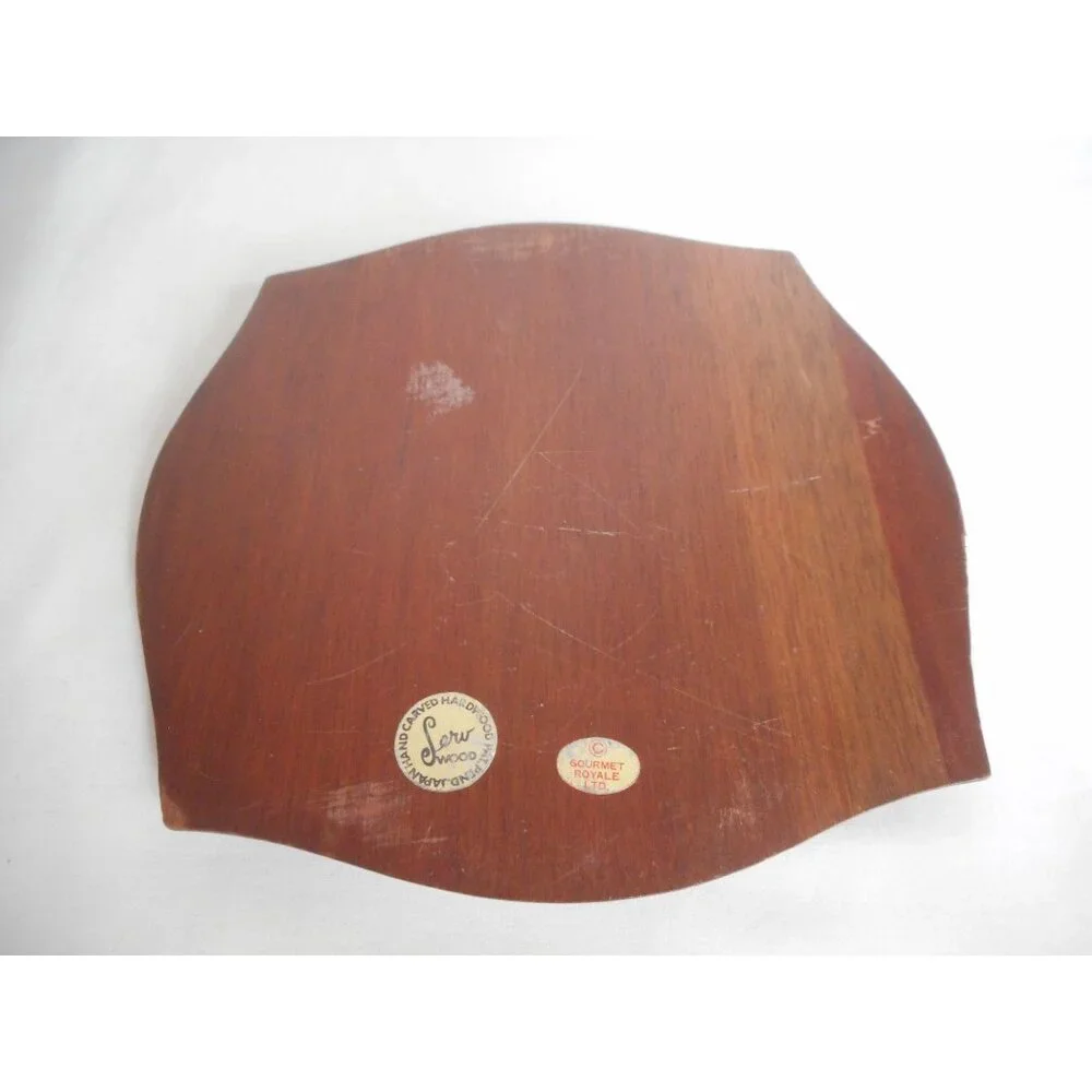 Fred Press Mid Century Modern Wood & Tile Trivet Fruit Design hand carved - Picture 5 of 5